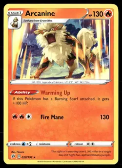 Arcanine 028/192 Rebel Clash Pokemon NM - Image 1