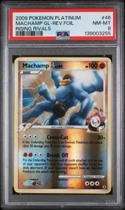 2009 POKEMON PLATINUM RISING RIVALS #46 MACHAMP GL-REVERSE FOIL PSA 8 - Image 1