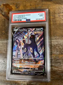 POKEMON 2022 Brilliant Stars Full Art UMBREON V #TG22 PSA 9 Mint RARE - Image 1