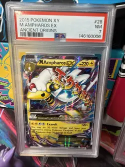 Pokemon MEGA M Ampharos EX XY Ancient Origins Holo Ultra Rare #28 PSA 7 - Image 1