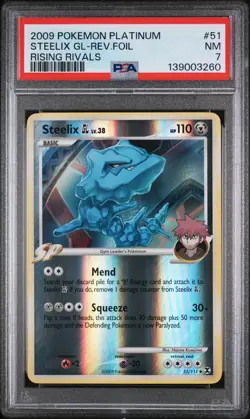 2009 POKEMON PLATINUM RISING RIVALS #51 STEELIX GL-REVERSE FOIL PSA 7 - Image 1