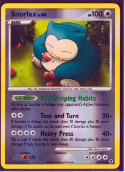 2009 POKEMON SNORLAX #81/111- RISING RIVALS - COMMON- REVERSE HOLO-NM/LP - Image 1
