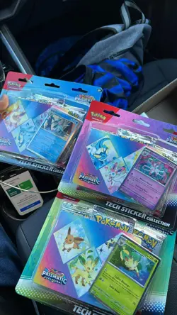 3 Pokemon TCG SV8.5 Prismatic Evolutions Tech Sticker Collection Blister Sealed - Image 1