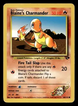 Blaine's Charmander 60/123 Common Gym Challenge WOTC Pokemon MP - Image 1