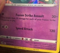 Pokemon Card Rebel Clash Holographic Bleed Error Dragapult 130/264 NM - Image 2