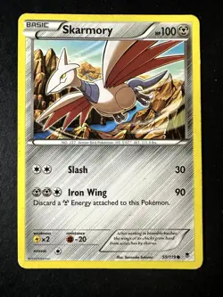 Pokemon TCG Skarmory Common XY - Phantom Forces 59/119 Heavily Played - Image 1