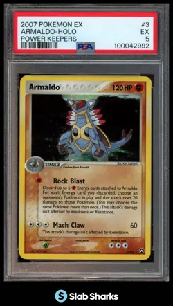 2007 POKEMON EX POWER KEEPERS #3/108 ARMALDO HOLO PSA 5 - Image 1
