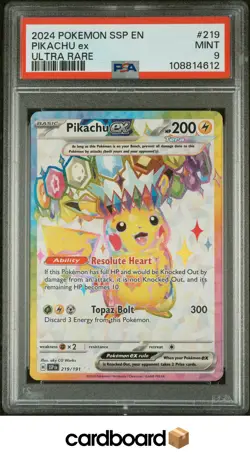 2024 Pokemon Ssp En-Surging Sparks #219 Pikachu Ex Ultra Rare PSA 9 - Image 1