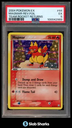 2004 POKEMON EX TEAM ROCKET RETURNS #44/109 MAGMAR REVERSE HOLO PSA 5 - Image 1