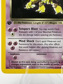 Dark Alakazam 1st Edition Holo 1/82 Team Rocket Pokemon Card LP Vintage WOTC - Image 4