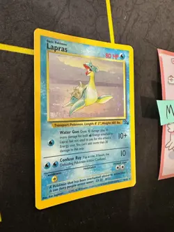 Pokemon Card Lapras Fossil Unlimited Holo Rare WOTC Vintage 10/62 079 💎MP💎 - Image 2