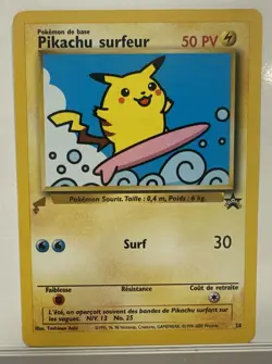 Pokemon World Collection French Pikachu Surfeur Gold Tail Promo Card - Image 1