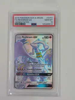 Pokemon 2019 Reshiram GX SV51/SV94 Shiny Full Art Hidden Fates GEM MINT PSA 10 - Image 1