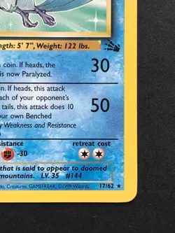 Articuno 17/62 Fossil Rare - Vintage Pokemon Card WOTC 1999 - Played #2 - Image 4