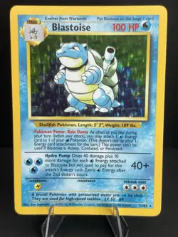 Pokemon Blastoise Base Set Holo Rare 2/102 Stage 2 100 HP English - Image 1