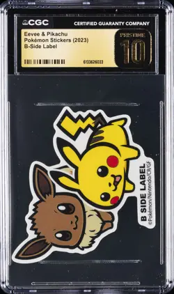 2023 POKEMON STICKERS B-SIDE LABEL EEVEE & PIKACHU CGC 10 PRISTINE - Image 1