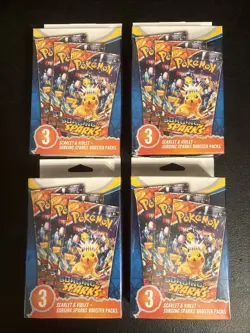 Pokemon TCG Surging Sparks 3 Pack Boosters Factory Sealed - Image 1
