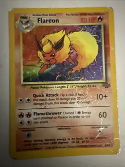 1999 Flareon Holo Rare Damaged 3/64 Jungle English Pokemon Vintage WOTC - Image 1