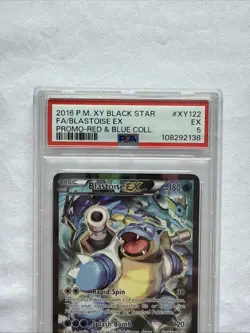 Pokemon TCG 2016 XY Black Star Promo Red Blue Blastoise EX XY122 PSA 5 - Image 3