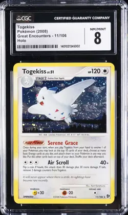 2008 POKEMON GREAT ENCOUNTERS HOLO #11/106 TOGEKISS CGC 8 - Image 1