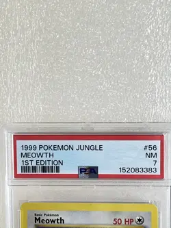 Pokemon 1st Edition Jungle Meowth 56/64 PSA 7 NM Graded 1999 - Image 5