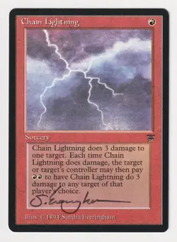 Signed Chain Lightning LP Legends Artist Sandra Everingham 1994 WOTC MTG Magic! - Image 1