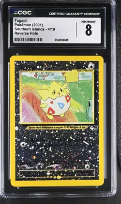CGC 8 NM/MINT Togepi 4/18 Southern Islands Reverse Holo Pokemon Card - Image 1