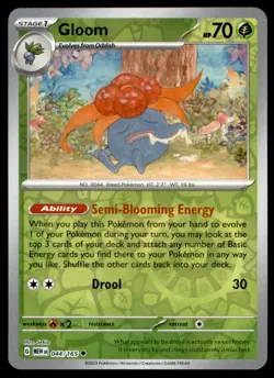 Gloom 044/165 Uncommon 151 Pokemon Reverse Holo Near Mint - Image 1