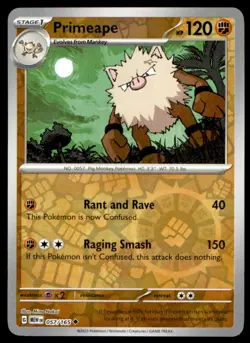 Primeape 057/165 Uncommon 151 Pokemon Reverse Holo Near Mint - Image 1