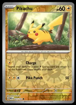 Pikachu 025/165 Common 151 Pokemon Reverse Holo Near Mint - Image 1