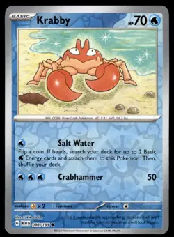 Krabby 098/165 Common 151 Pokemon Reverse Holo Lightly Played - Image 1