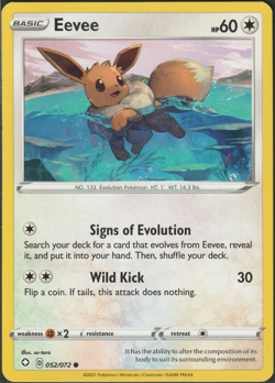Eevee (052/072) Common NM SHF Shining Fates Pokemon TCG - Image 1