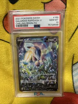 2021 Pokemon Galarian Rapidash V 168 Full Alt Art Chilling Reign PSA 10 Gem Mint - Image 1