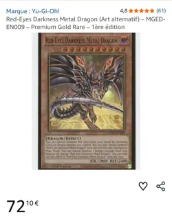 Carte Yu-Gi-Oh ! Red-Eyes Metal Dragon. MGED-EN009 - Image 4