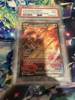 Pokemon Moltres EX Card 229/182 Team Rockets Sir Destined Rivals Graded PSA 9 - Image 1
