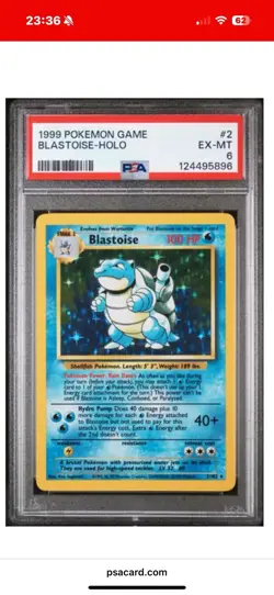 Blastoise Base Set Holo Rare 002/102 PSA 6 *NEW CERT* Pokemon Card - Image 1