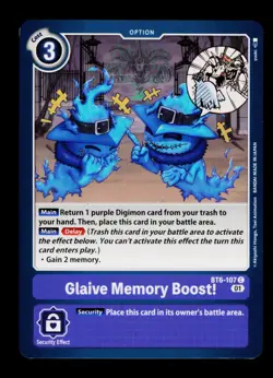 Glaive Memory Boost! BT6-107 Purple Digimon Card CCG Trading Card - Image 1