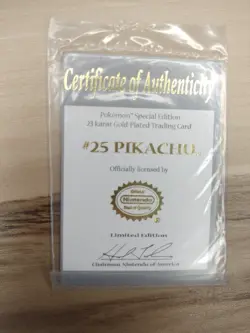 Burger King Pikachu 23k Gold Plated Card - Certificate Of Authenticity Only - Image 1