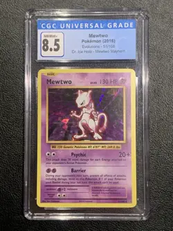 Mewtwo 2016 Pokemon Evolutions Cracked Ice Holo Mayhem 51/108 CGC 8.5 PSA - Image 1