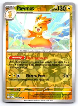 Pokemon Pawmot - SV01: Scarlet & Violet Base Set SVI Reverse Holo 076/198 NM Rar - Image 1