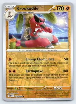 Pokemon Krookodile SV01: Scarlet & Violet Base Set SVI Reverse Holo 117/198 NM - Image 1