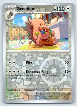 Pokemon Greedent SV01: Scarlet & Violet Base Set SVI Reverse Holo 152/198 NM - Image 1