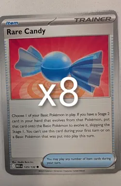 x8 Rare Candy 125/132 Me01: Mega Evolution Regular, Pokemon TCG 8x - Image 1