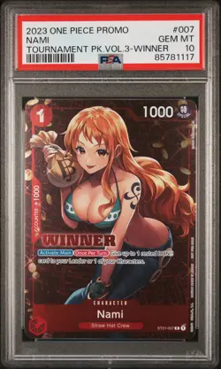 2023 ONE PIECE PROMOS TOURNAMENT PACK VOL.3-WINNER #007 NAMI PSA 10 - Image 1