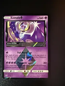 Lunala Prism Star 62/156 Prism Rare Holo Sun & Moon Set Ultra Prism Pokemon Card - Image 1