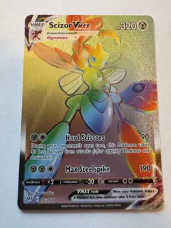 Pokemon TCG Scizor VMAX Darkness Ablaze Rainbow Rare Card 193/189 - Image 1