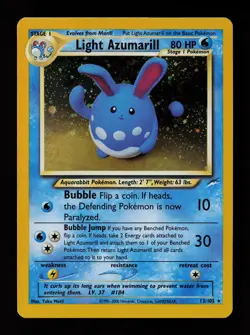Light Azumarill 13/105 Holo Rare Yuka Morii Neo Destiny Pokemon Card - Image 1