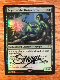 Magic the Gathering MTG foil Dryad of Ilysian Grove Theros Beyond Death signed - Image 1