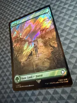 MTG Forest #0853 Surge Foil Basic land Universes Beyond: Fallout (PIP) - Image 2