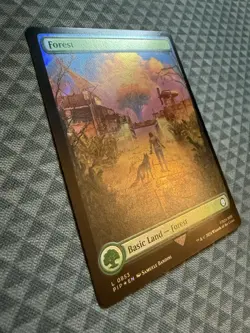 MTG Forest #0853 Surge Foil Basic land Universes Beyond: Fallout (PIP) - Image 3